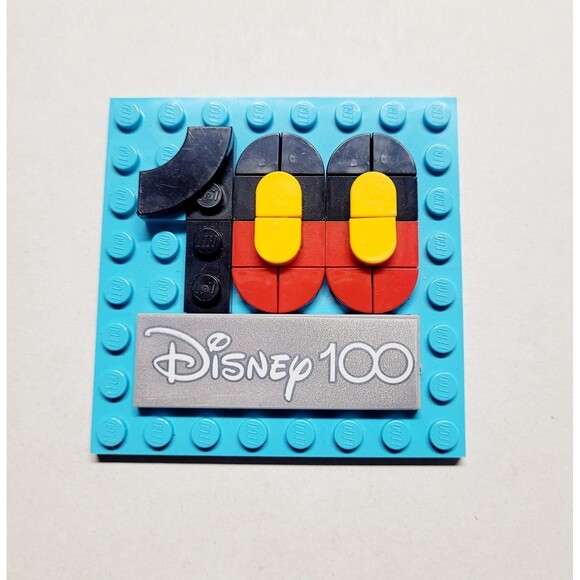 Retired Lego Disney 100 Years Of Animation Logo Plaque 2.5" x 2.5" EUC - Picture 1 of 2